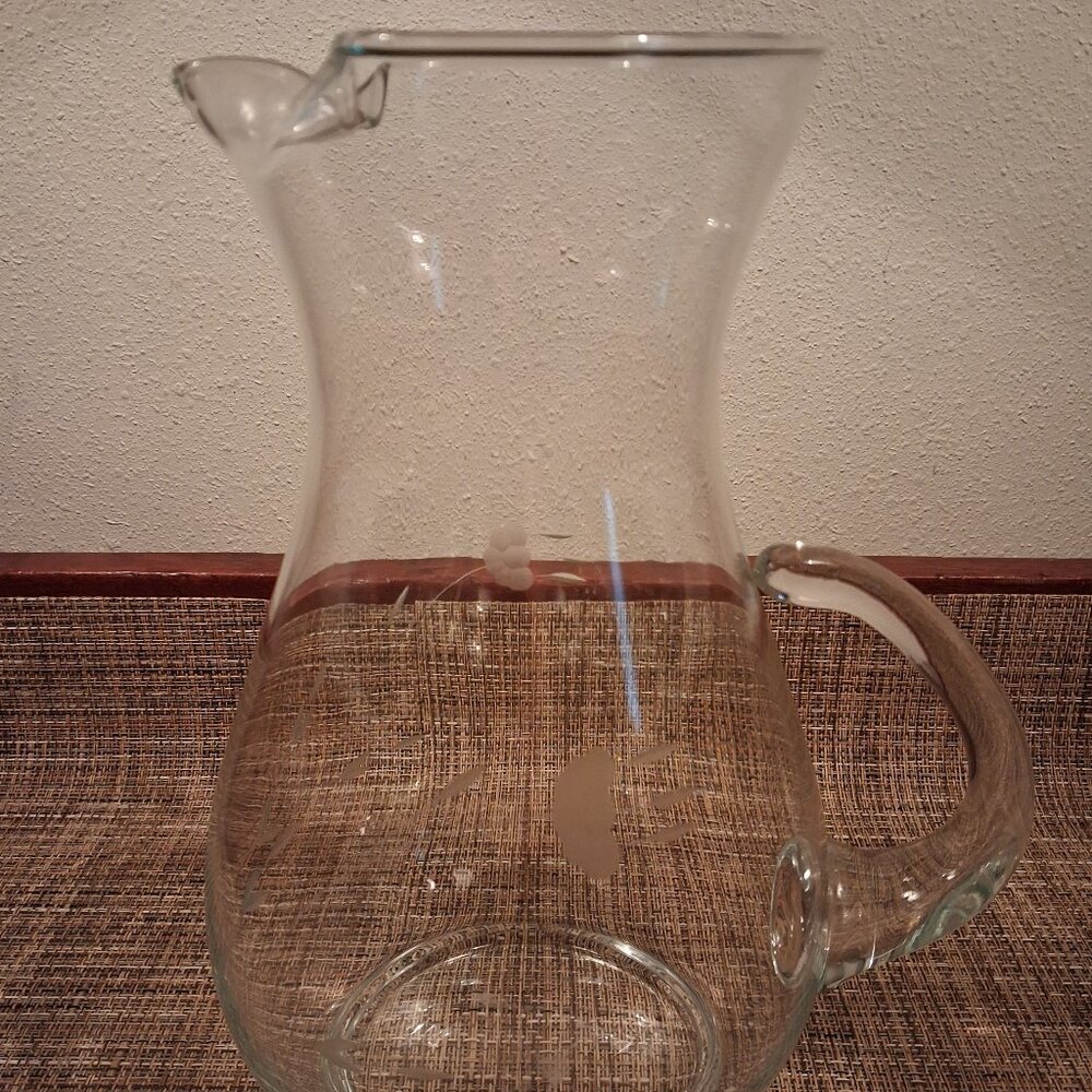 Princess House Heritage Crystal Pitcher 10 in tall, 4 1/2  inches width Etched
